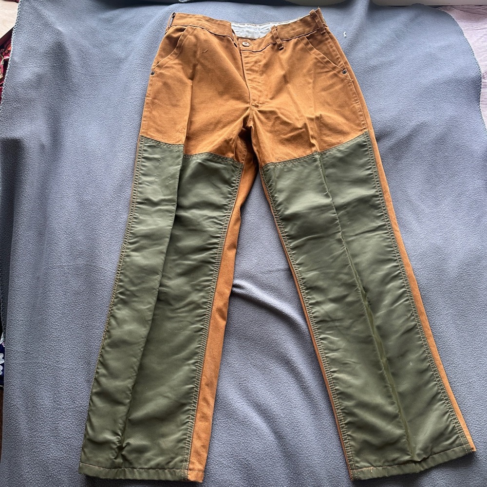 Saf T Bak Hunting Pants Mens 32x27 Vintage Canvas Brush Guard Utility USA Made